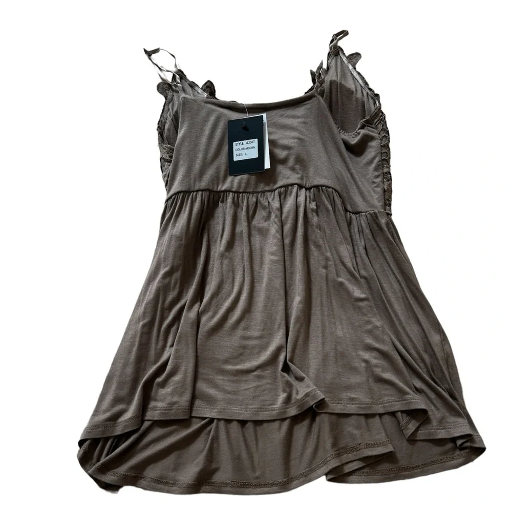 Blue B Collection Smocked Crochet Lace Jersey Tunic Cami - Size Large - Picture 3 of 3